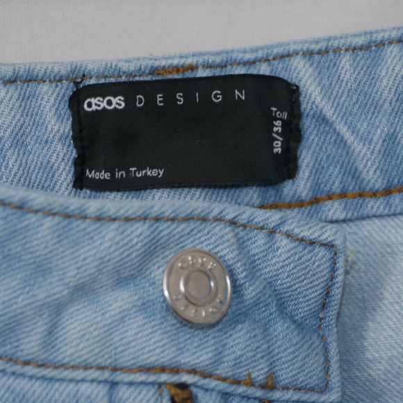 Asos Tall Ripped High Rise Mom Jeans Size W30L36 - Picture 6 of 12